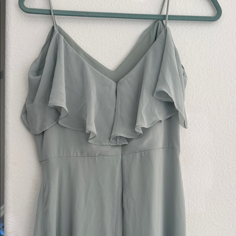 Birds Grey Chic Pastel Maxi Dress with Ruffle Details - Picture 4 of 5